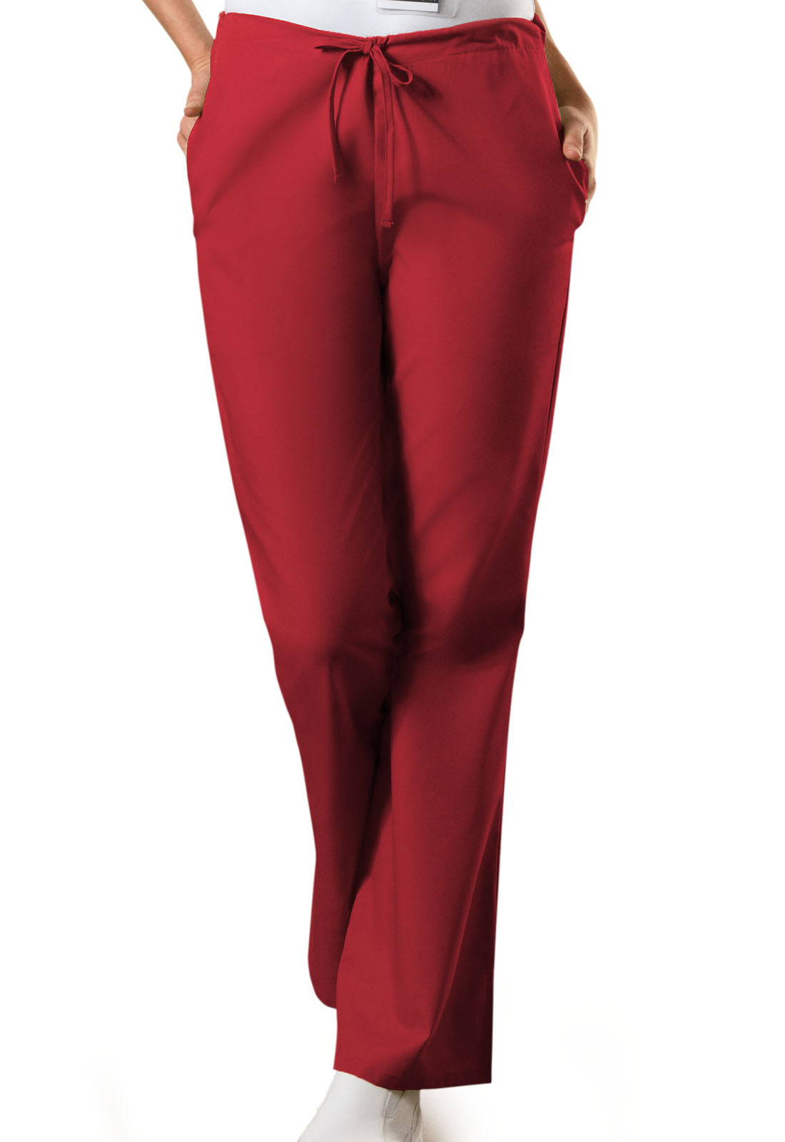 Women's Natural Rise Flare Leg Drawstring Pant - Red